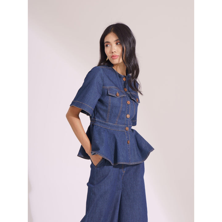 Denim Contrasting Co-ord Top - ANI CLOTHING