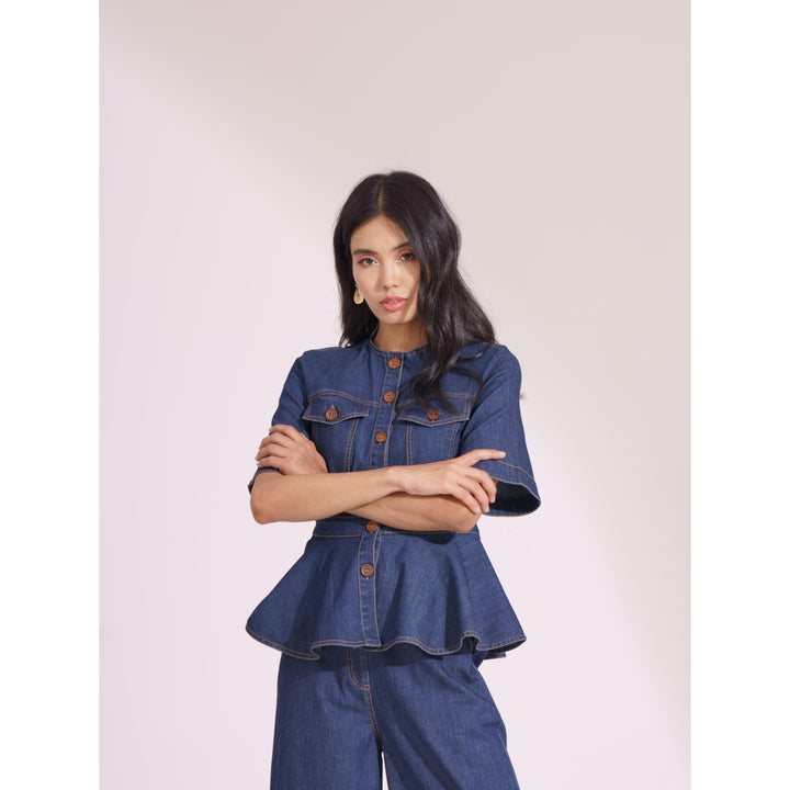 Denim Contrasting Co-ord Set - ANI CLOTHING