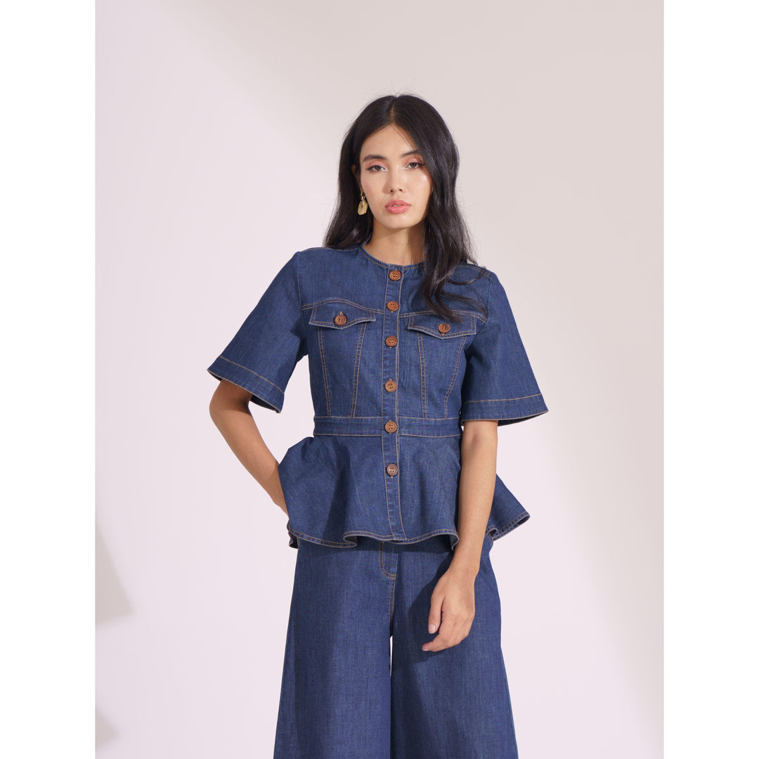 Denim Contrasting Co-ord Set - ANI CLOTHING