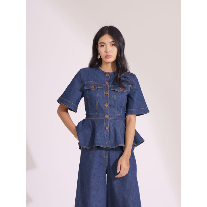 Denim Contrasting Co-ord Set - ANI CLOTHING