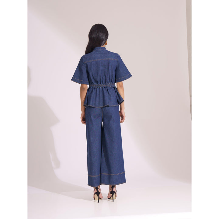 Denim Contrasting Co-ord Trousers - ANI CLOTHING