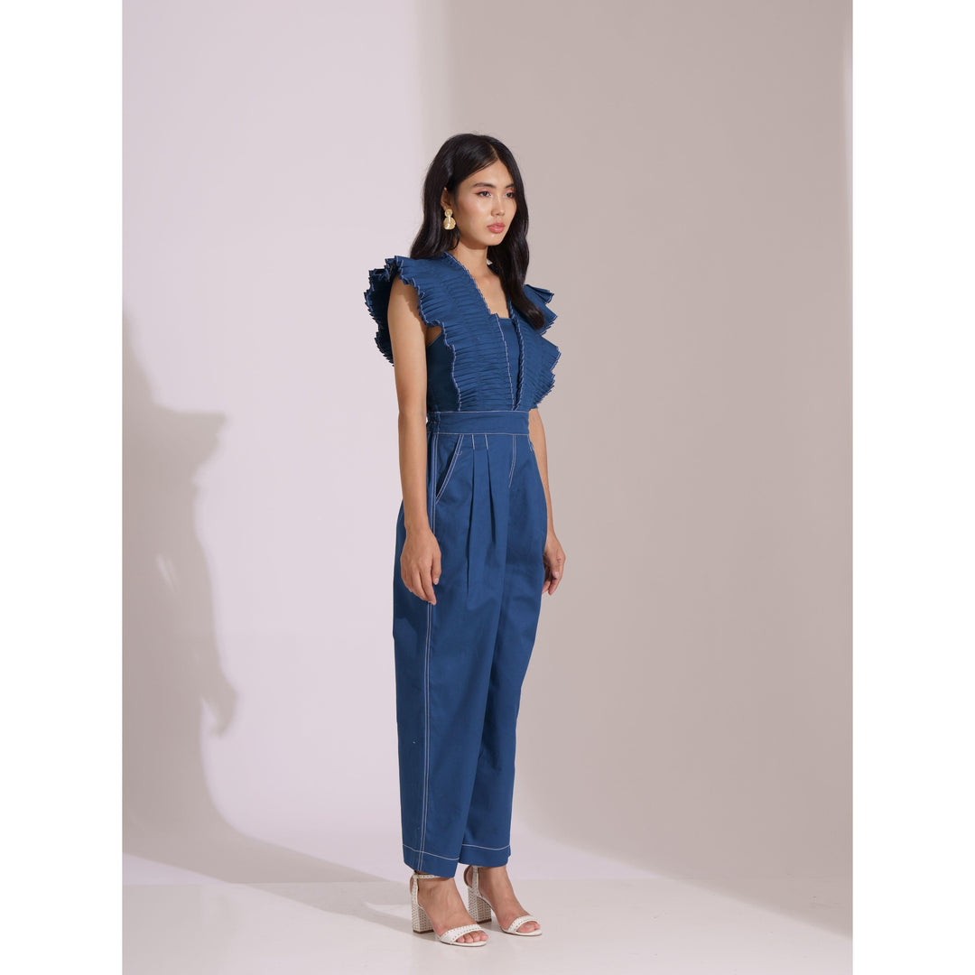 Ocean Pleated Jumpsuit - ANI CLOTHING