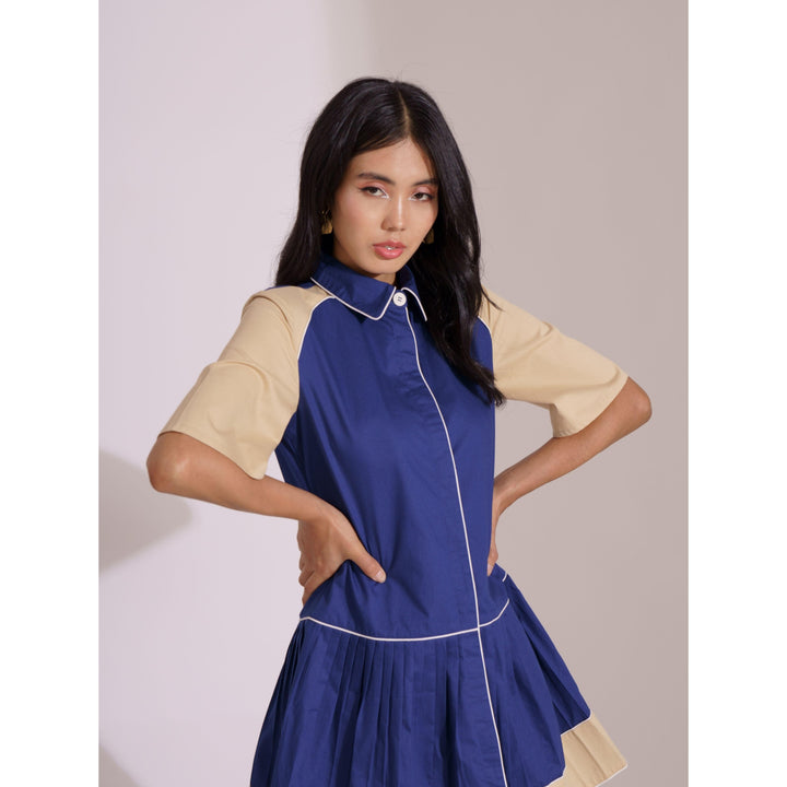 ColourBlock Pleated Block Dress - ANI CLOTHING
