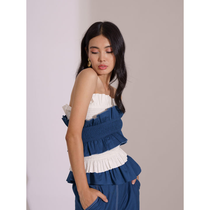 Ocean Colour Block Smock Top - ANI CLOTHING