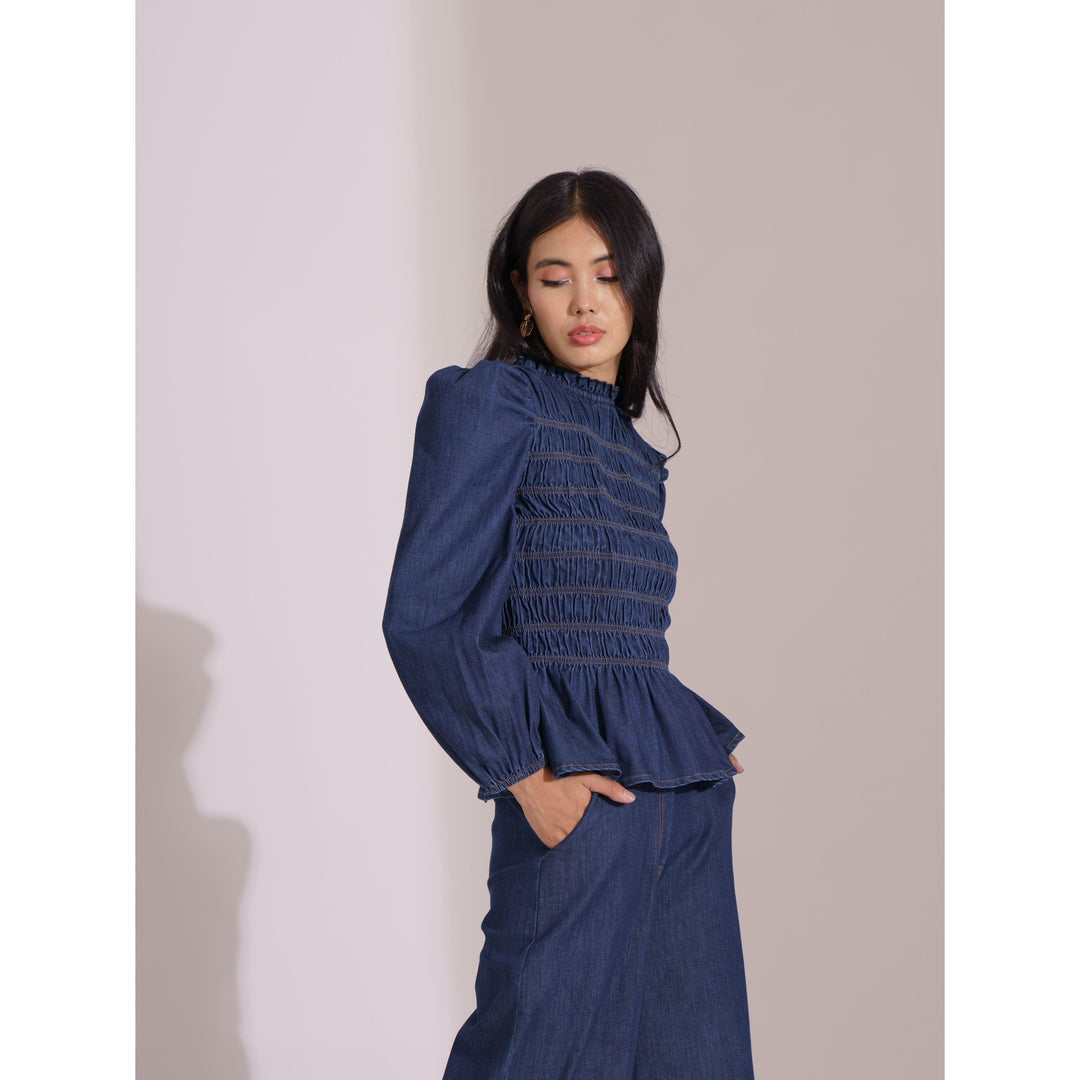 Denim Puff Sleeve Co-ord Set - ANI CLOTHING