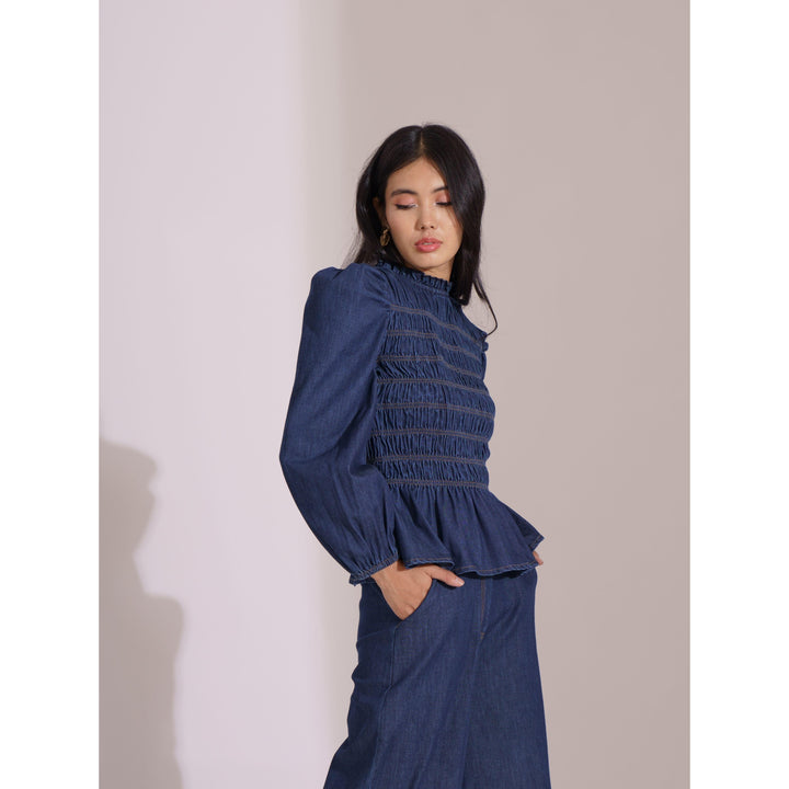 Denim Puff Sleeve Co-ord Set - ANI CLOTHING
