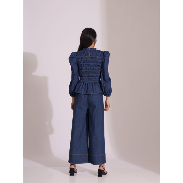 Denim Puff Sleeve Co-ord Set - ANI CLOTHING