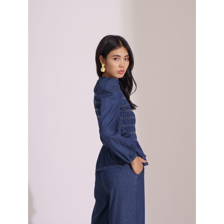 Denim Puff Sleeve Co-ord Set - ANI CLOTHING