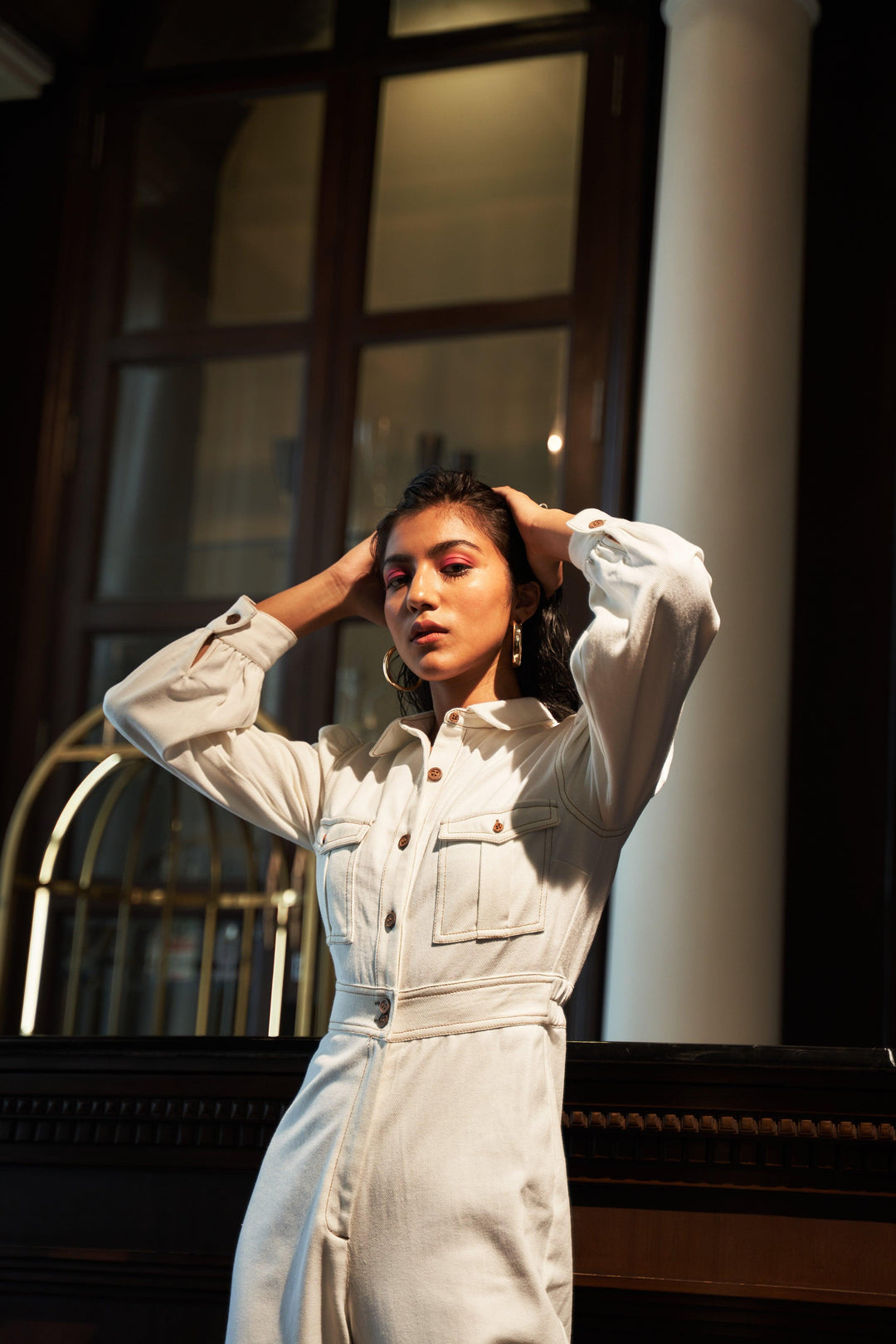 White Denim Jumpsuit - ANI CLOTHING