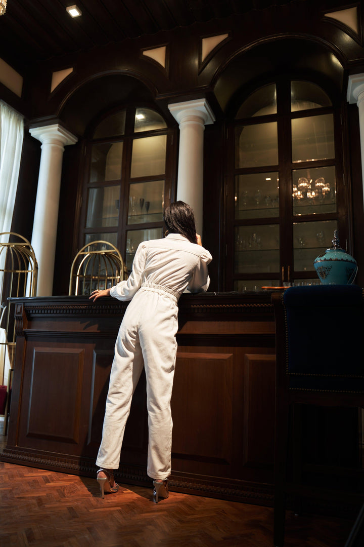 White Denim Jumpsuit - ANI CLOTHING