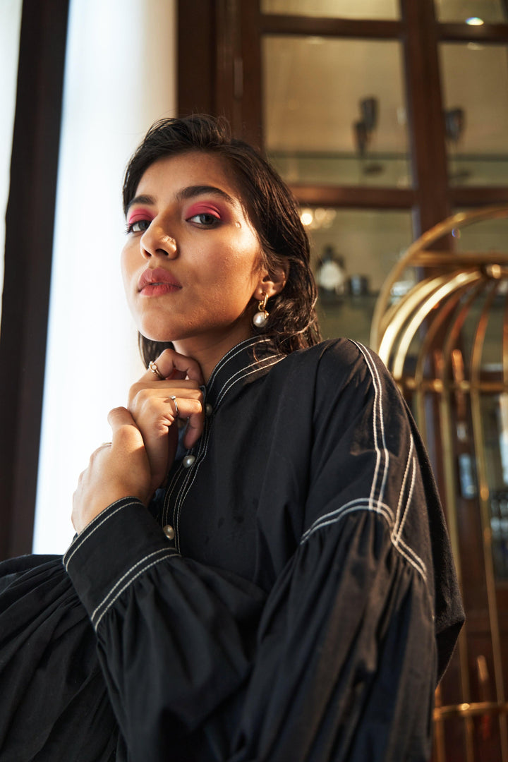 Black shirt with Contrasting stitch - ANI CLOTHING