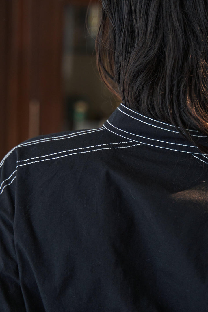 Black shirt with Contrasting stitch - ANI CLOTHING