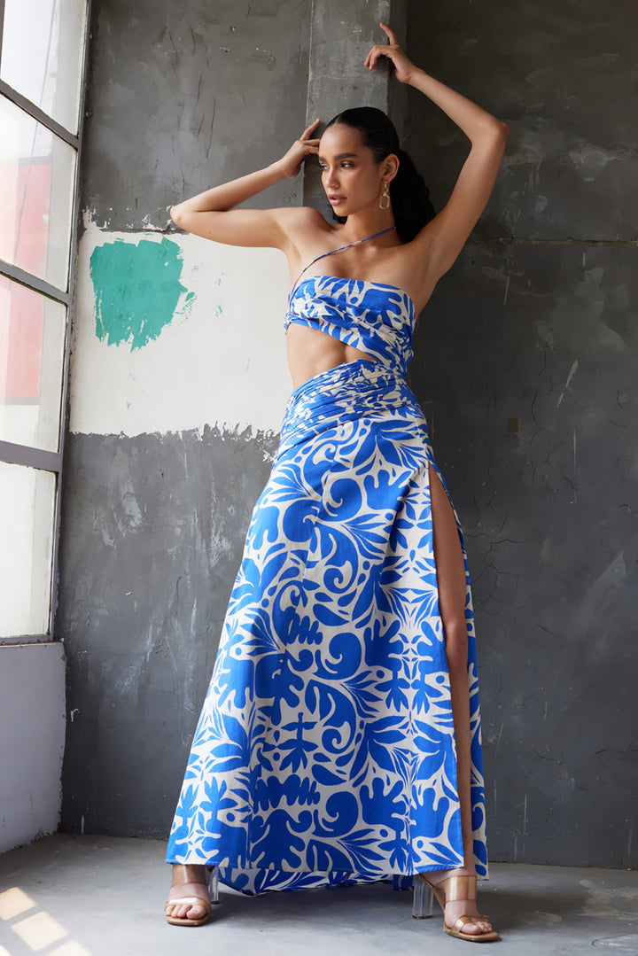Coral Cut Out Maxi Dress