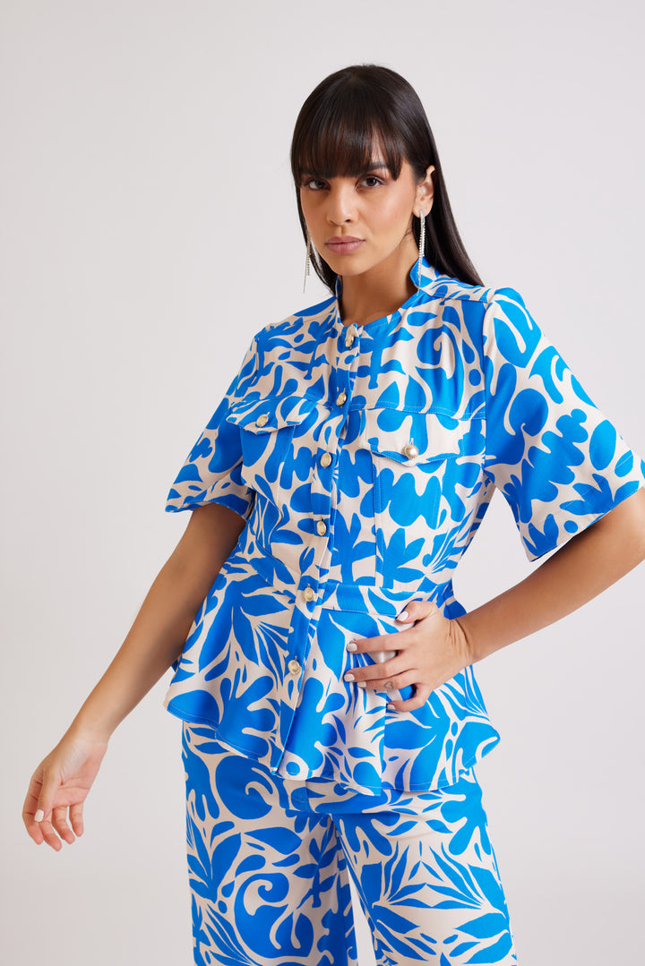 Coral Peplum Co-ord Set