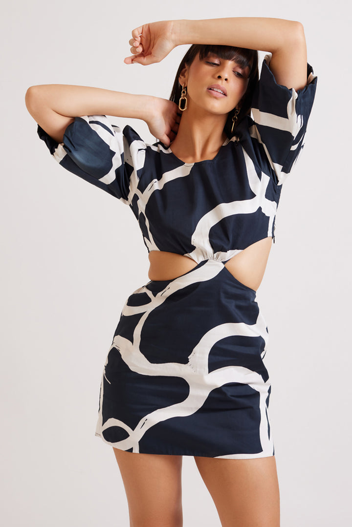 Coal Stroke Cut Out Dress