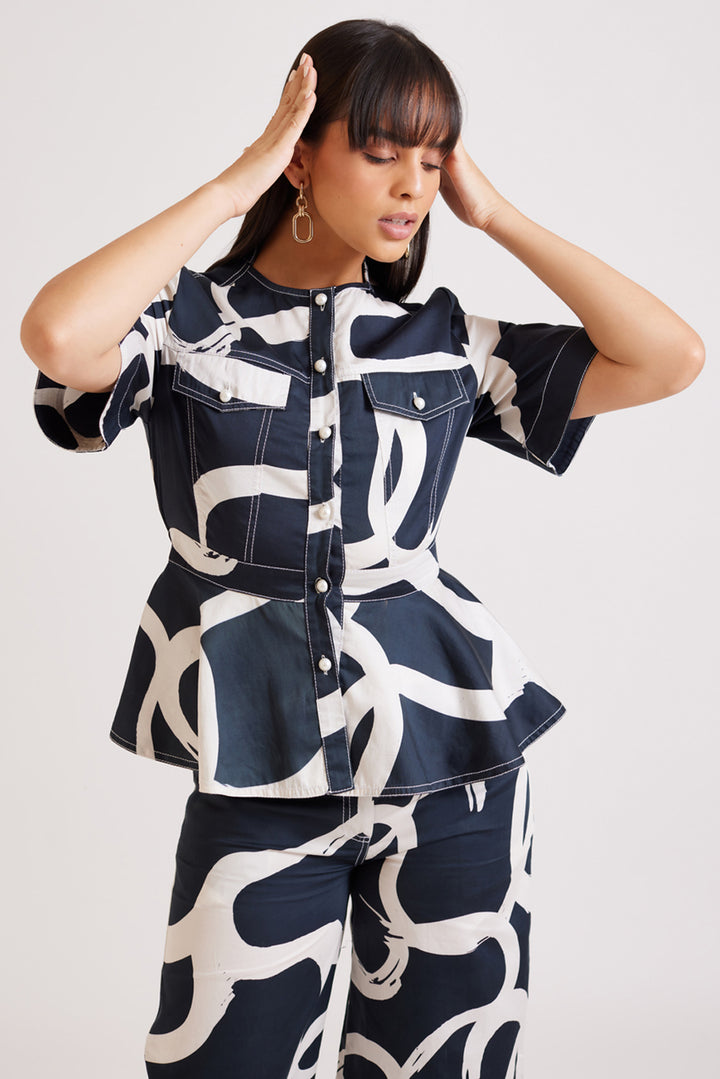 Coal Stroke Peplum Top