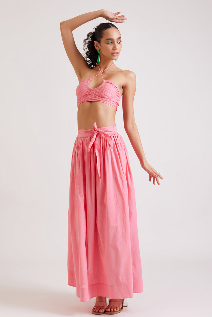 Pink Ruched Halter Top