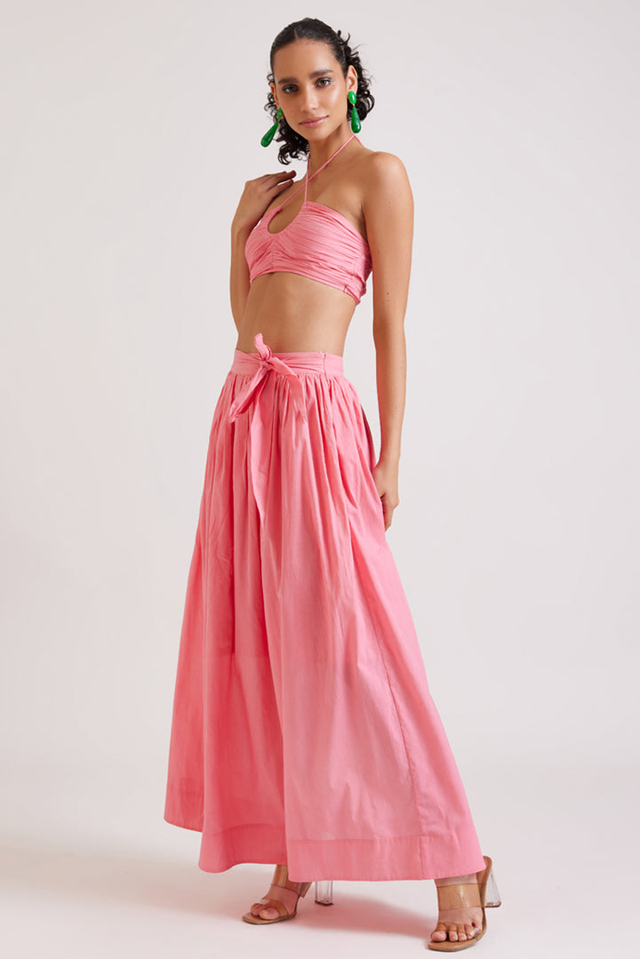 Pink Ruched Halter Top