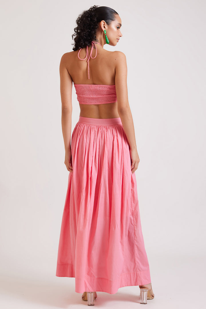 Pink Ruched Halter Top