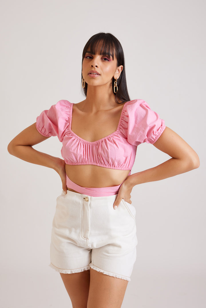 Pink Knot Crop Top