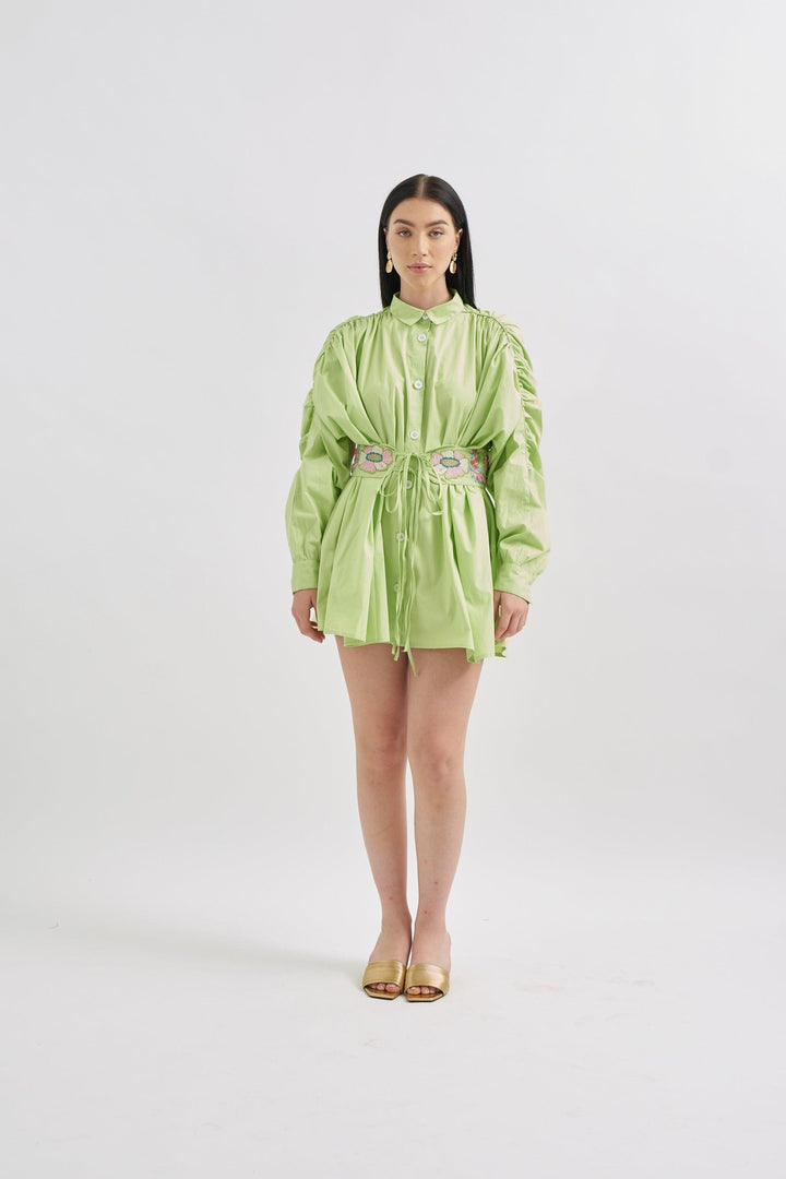 Parrot Dress with Embroidery belt - ANI CLOTHING