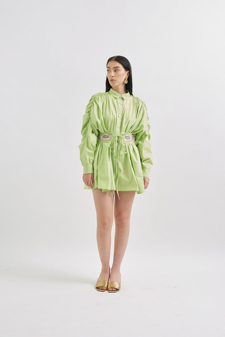 Parrot Dress with Embroidery belt - ANI CLOTHING