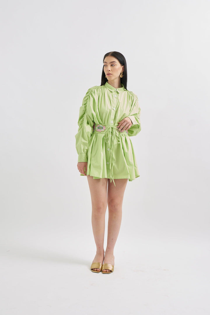 Parrot Dress with Embroidery belt - ANI CLOTHING