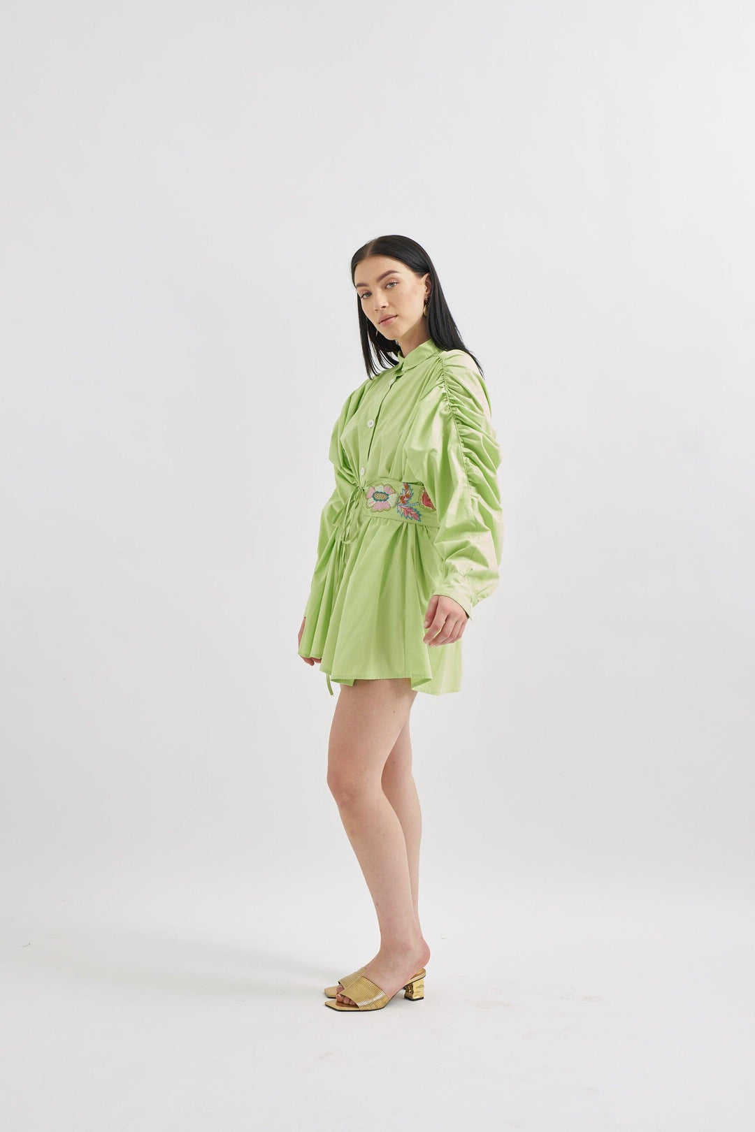 Parrot Dress with Embroidery belt - ANI CLOTHING