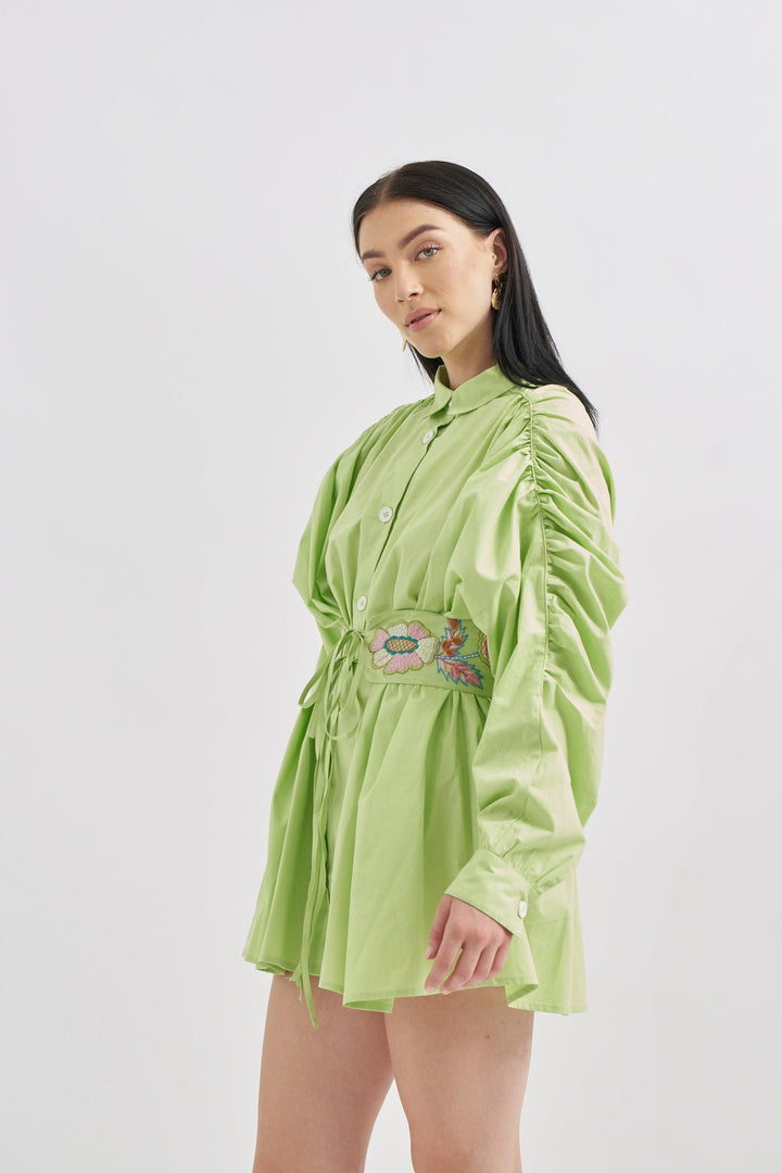 Parrot Dress with Embroidery belt - ANI CLOTHING
