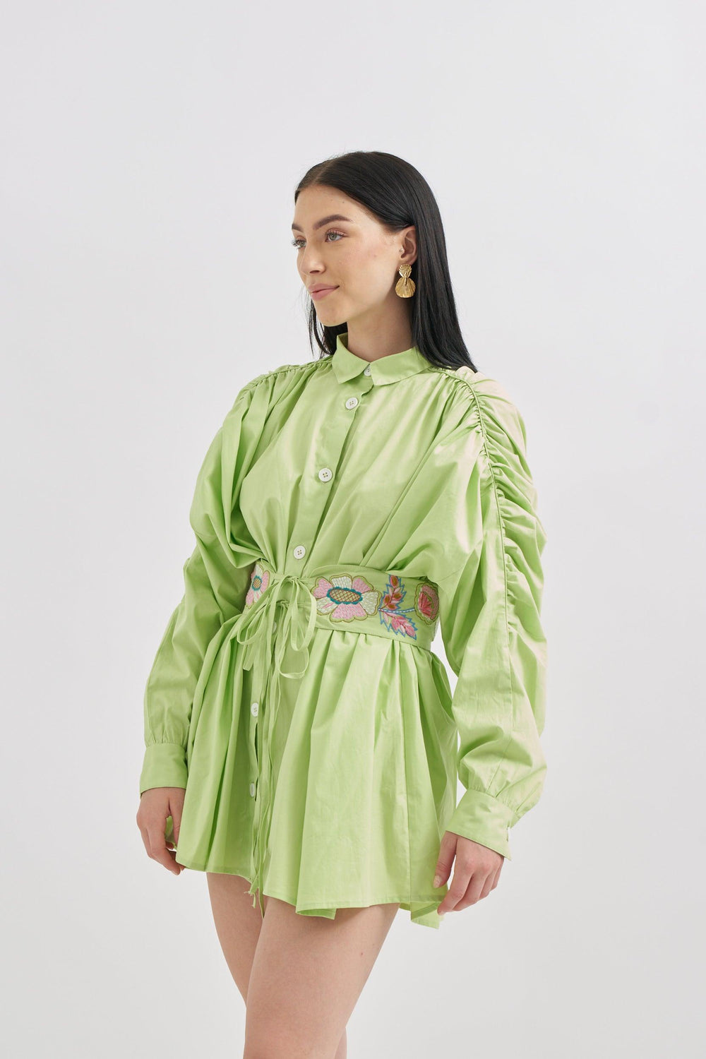 Parrot Dress with Embroidery belt - ANI CLOTHING