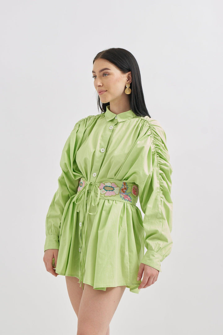 Parrot Dress with Embroidery belt - ANI CLOTHING
