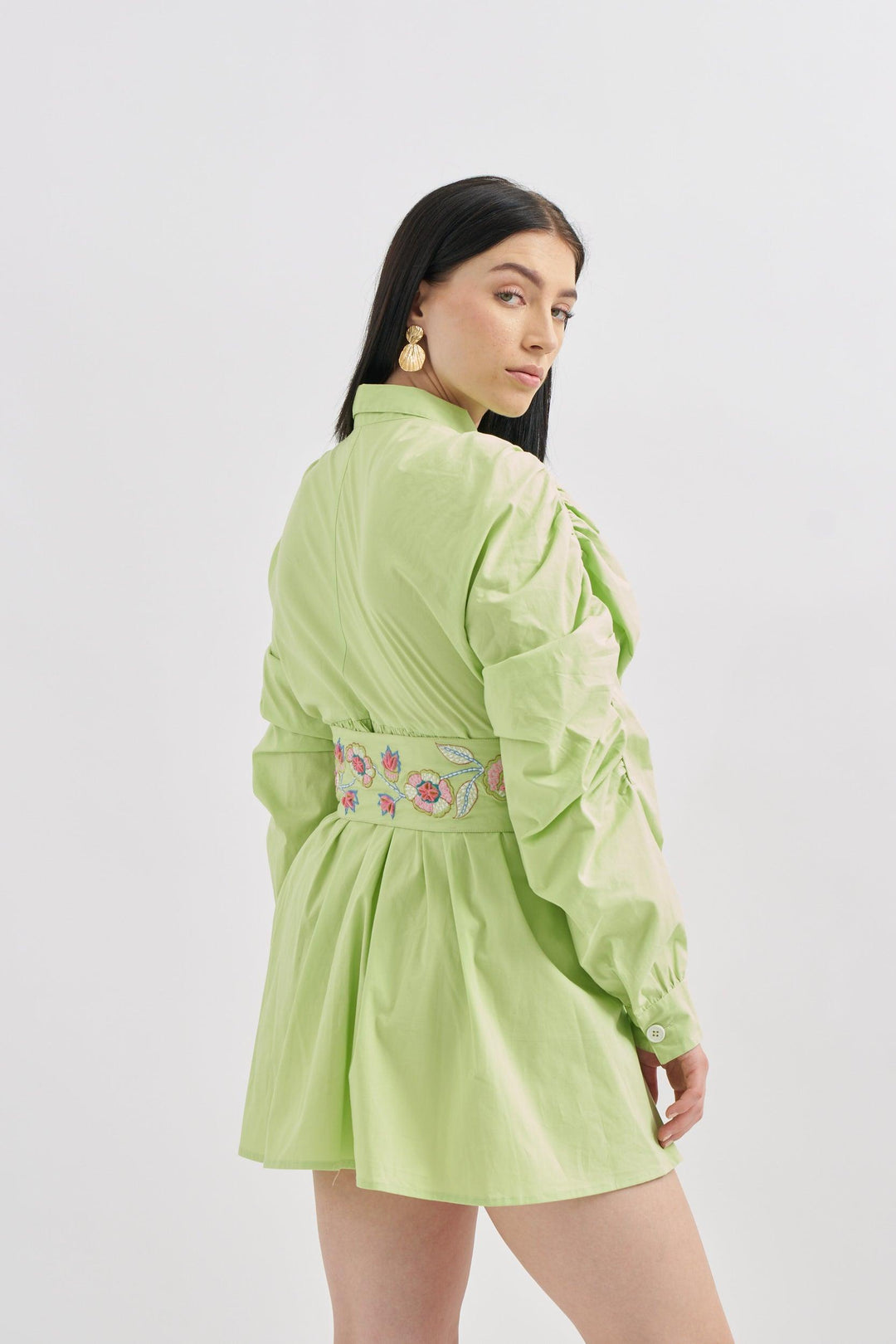 Parrot Dress with Embroidery belt - ANI CLOTHING