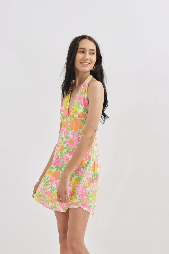 Halter Flower Dress - ANI CLOTHING
