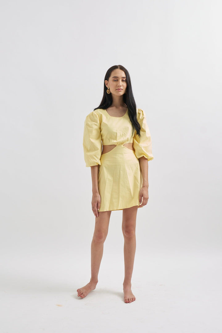 Yellow Cutout Dress - ANI CLOTHING