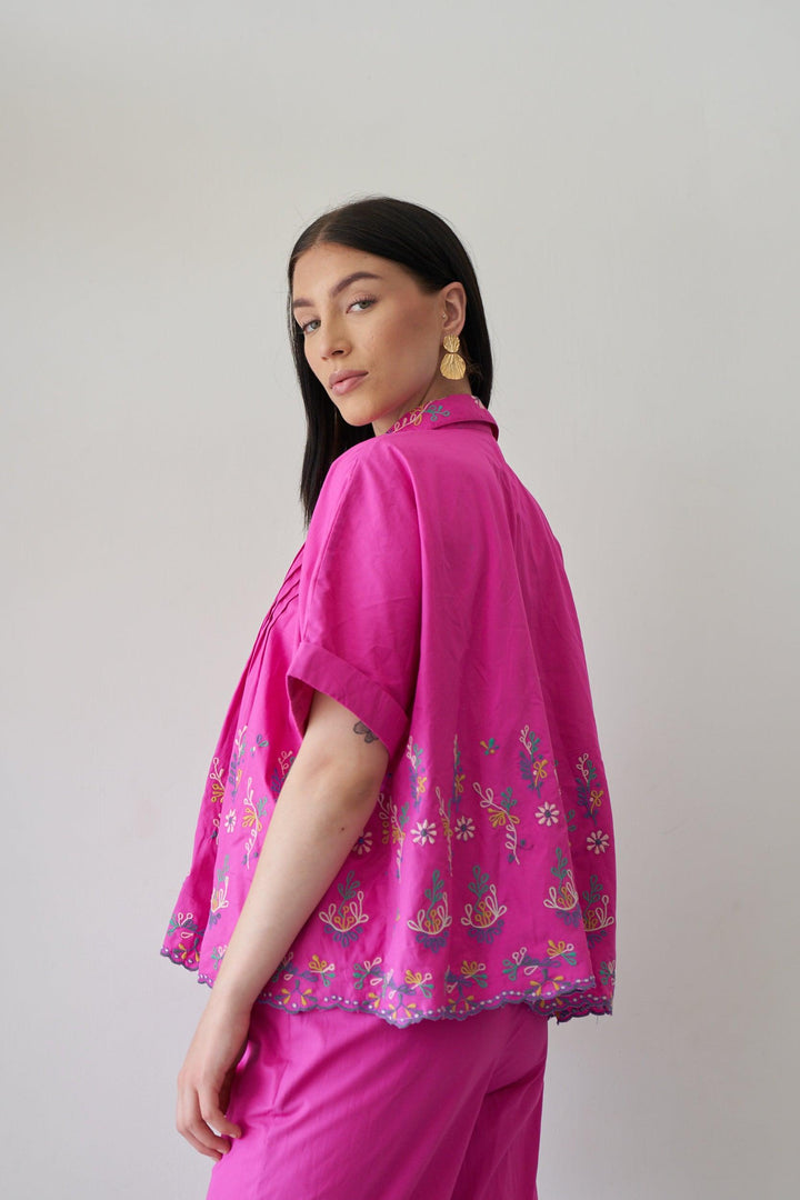 Pink Embroidered Co-ord set - ANI CLOTHING