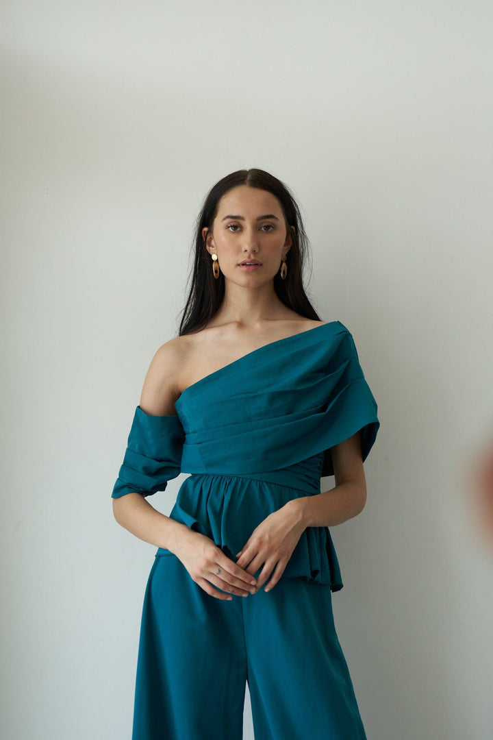 Green Gathered Top - ANI CLOTHING