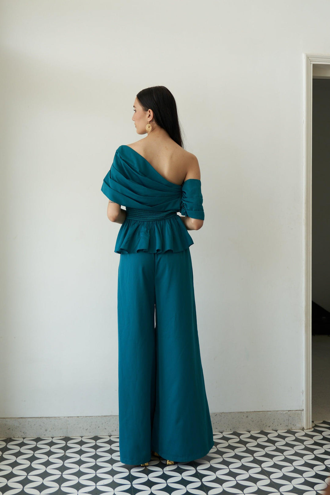 Green Gathered Co-ord set - ANI CLOTHING