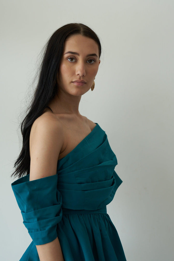 Green Gathered Co-ord set - ANI CLOTHING