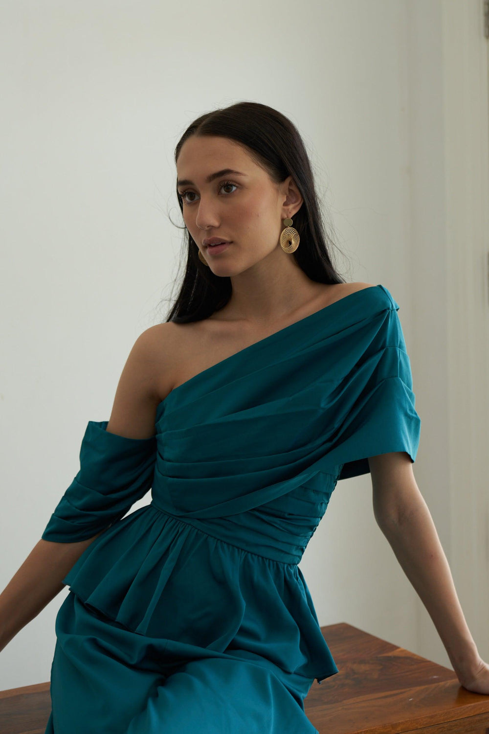 Green Gathered Co-ord set - ANI CLOTHING