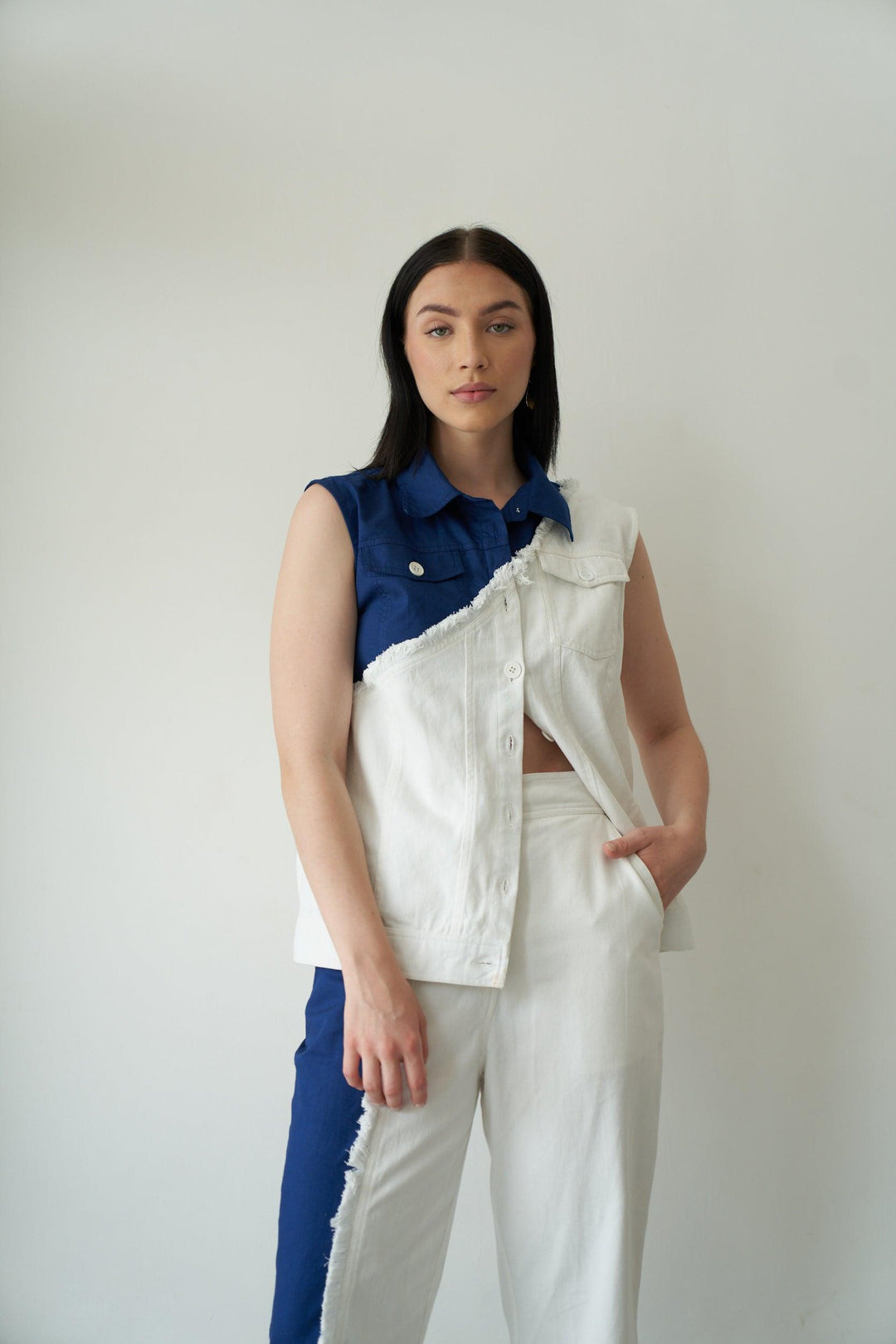 White & Blue Fringe Co-ord set - ANI CLOTHING