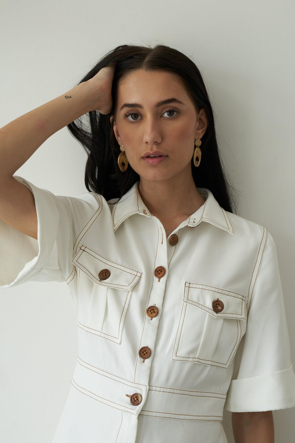 White wood jumpsuit - ANI CLOTHING