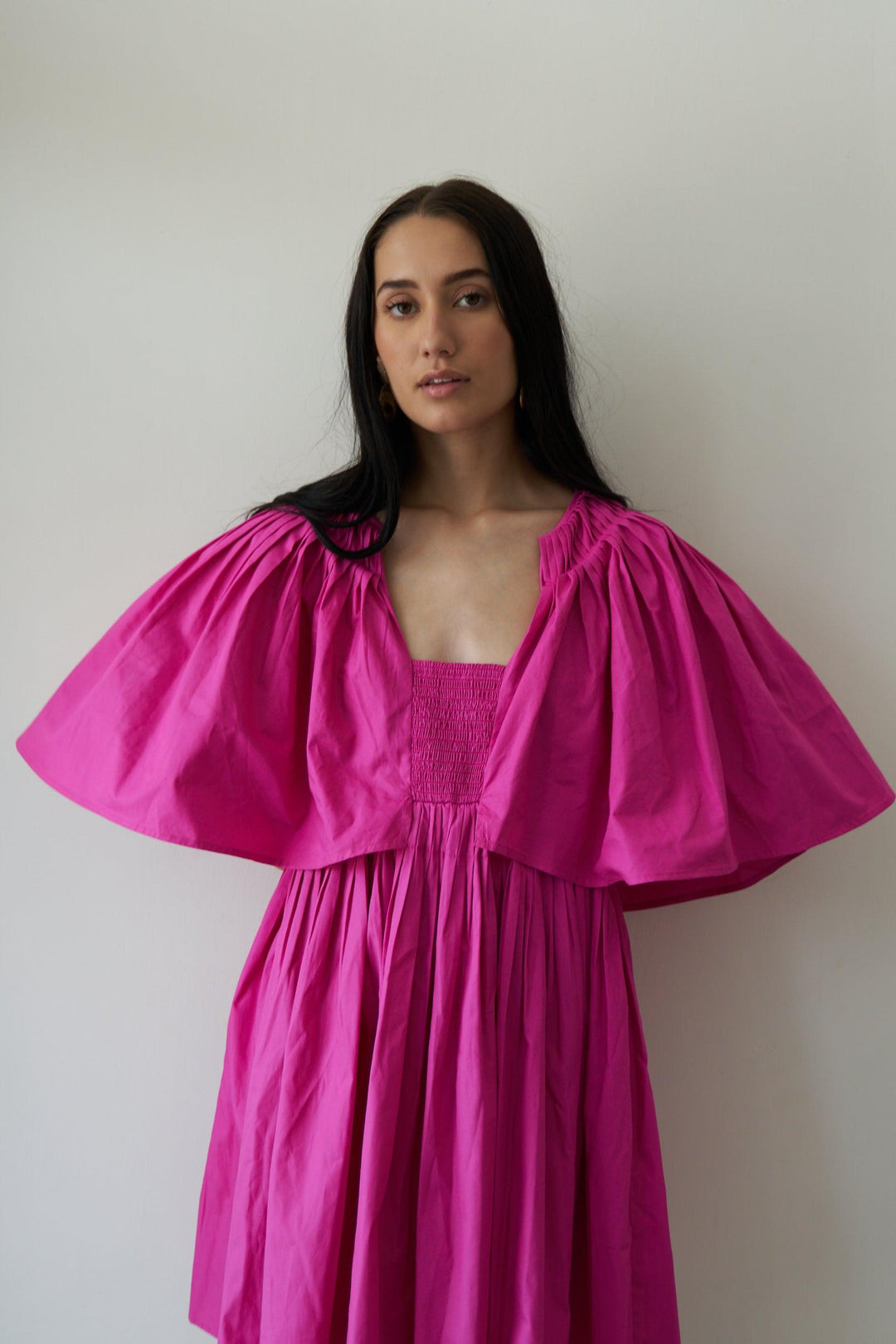 Pink Voluminous Pleat Dress - ANI CLOTHING
