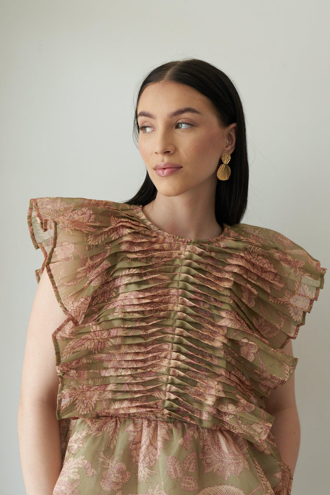 Tropical Pleat Top - ANI CLOTHING