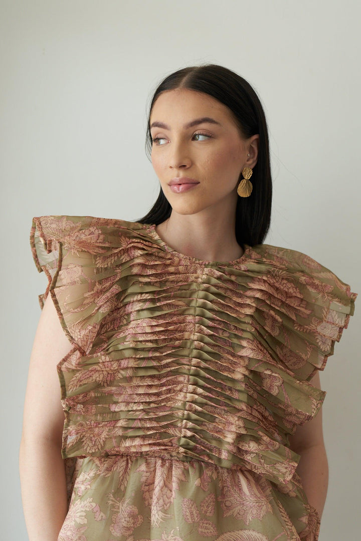 Tropical Pleat Top - ANI CLOTHING