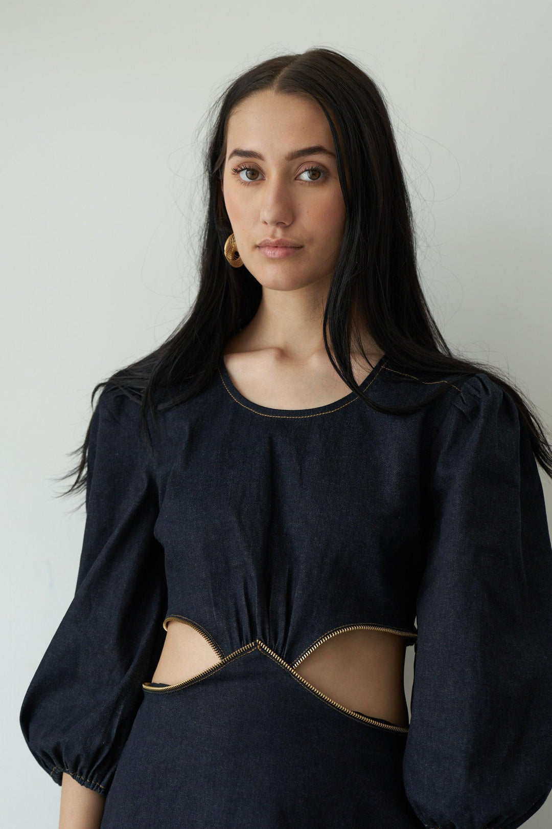 Denim Zip cutout dress - ANI CLOTHING
