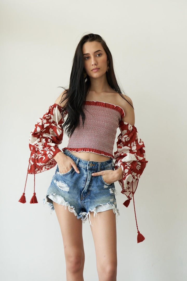 Brick floral smock top - ANI CLOTHING
