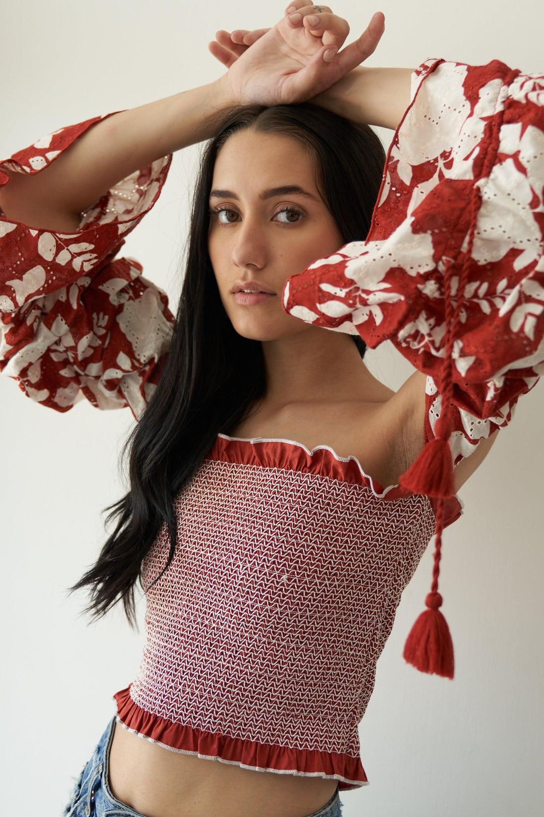 Brick floral smock top - ANI CLOTHING
