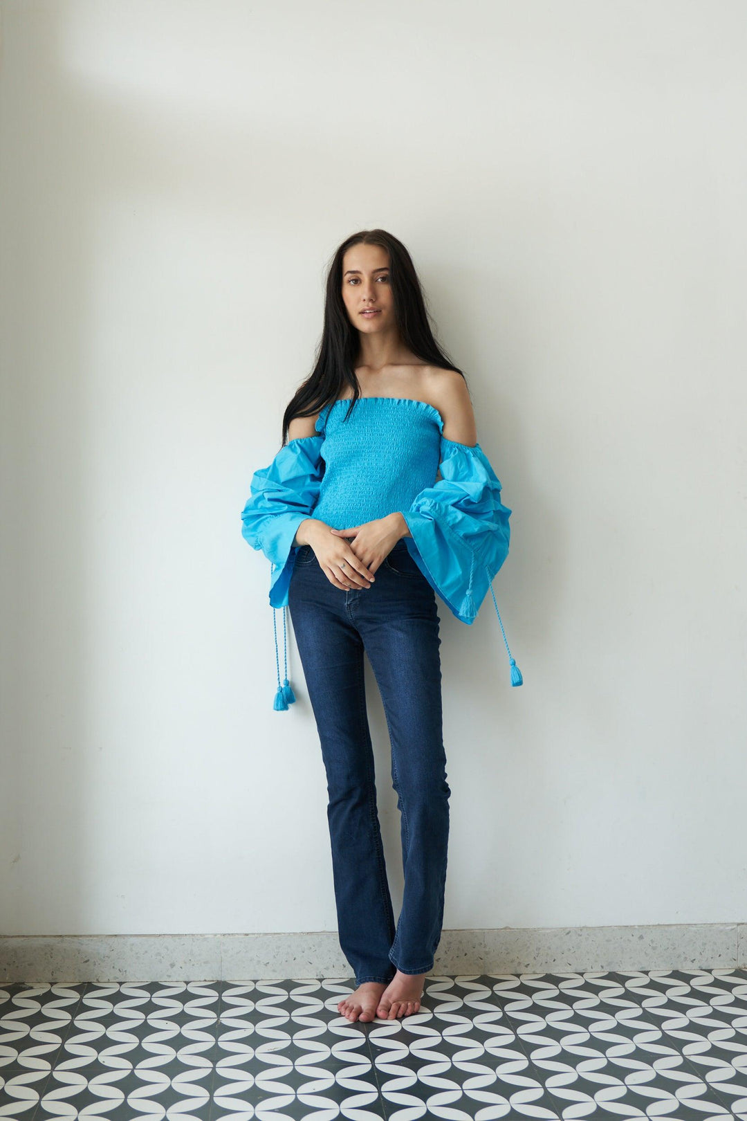 Crushed Blue Smock Top - ANI CLOTHING