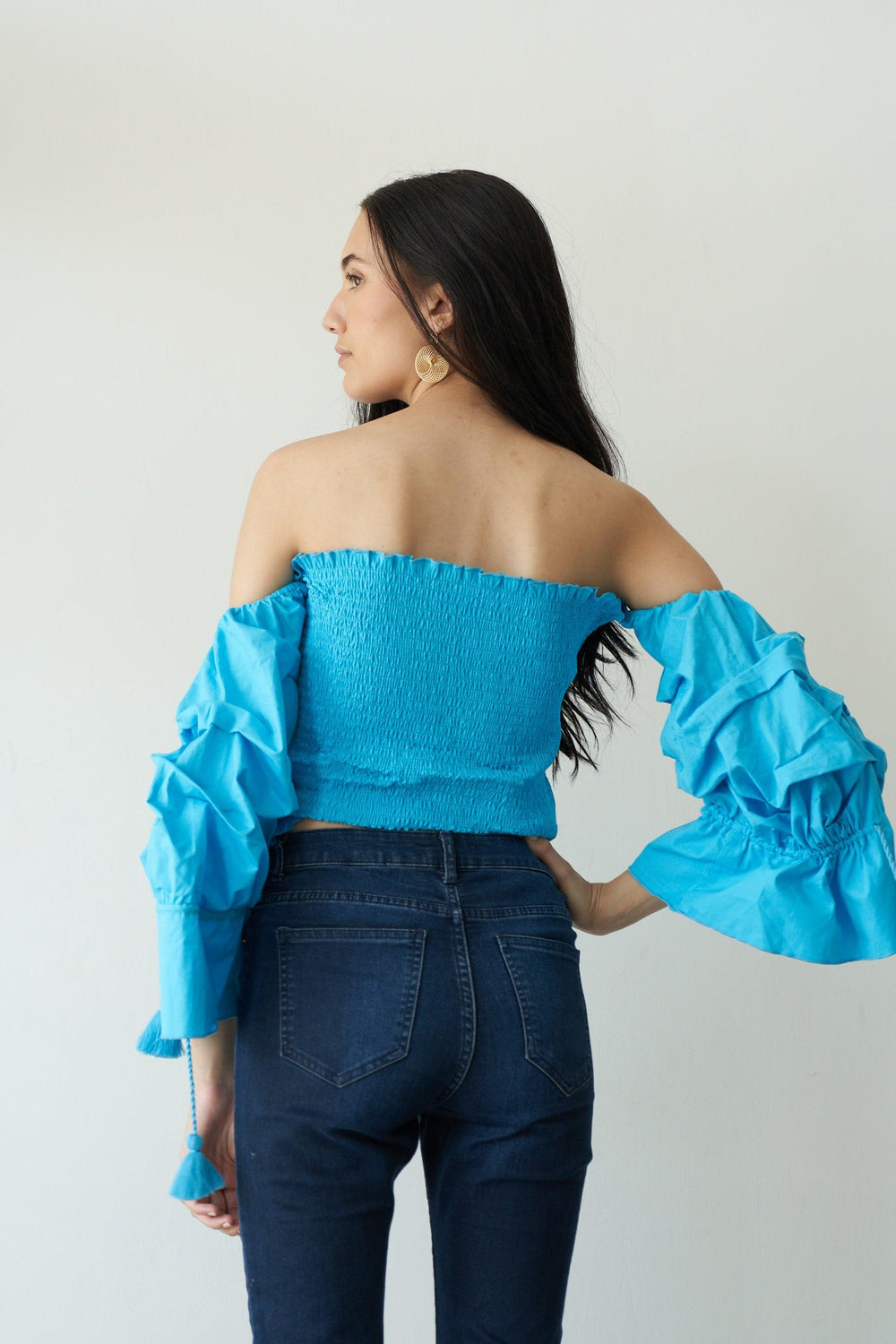 Crushed Blue Smock Top - ANI CLOTHING