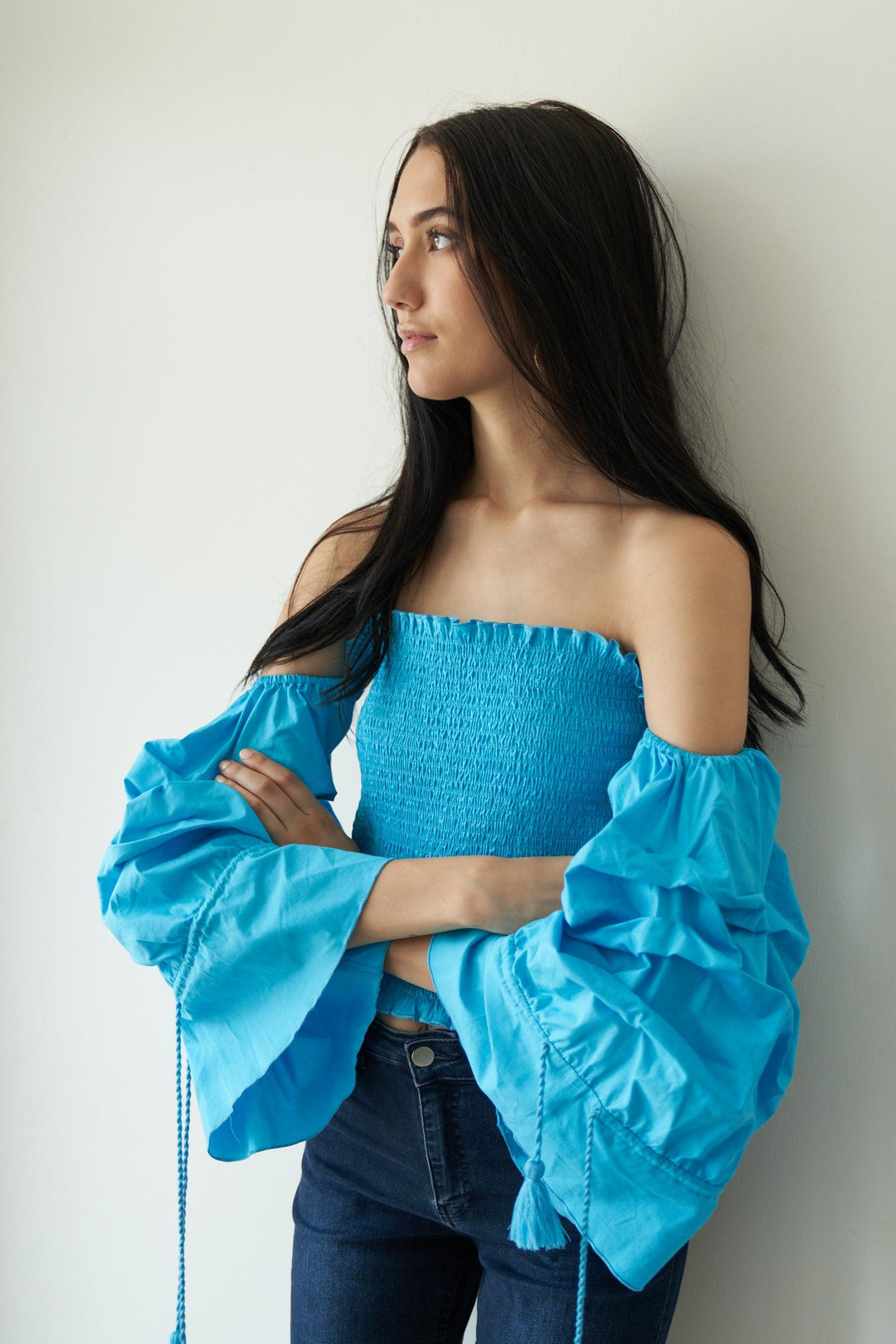 Crushed Blue Smock Top - ANI CLOTHING